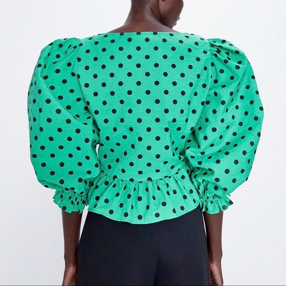 ZARA | Puff Sleeves Polka Dot Blouse Top - Picture 2 of 8